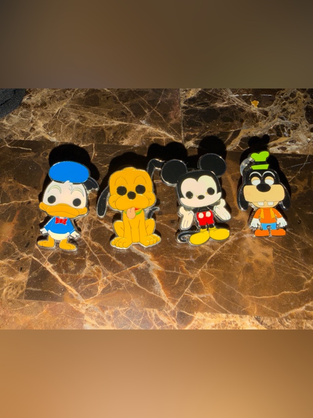 Disney Character Enamel Pin Set - Blue, Yellow, Black & Orange